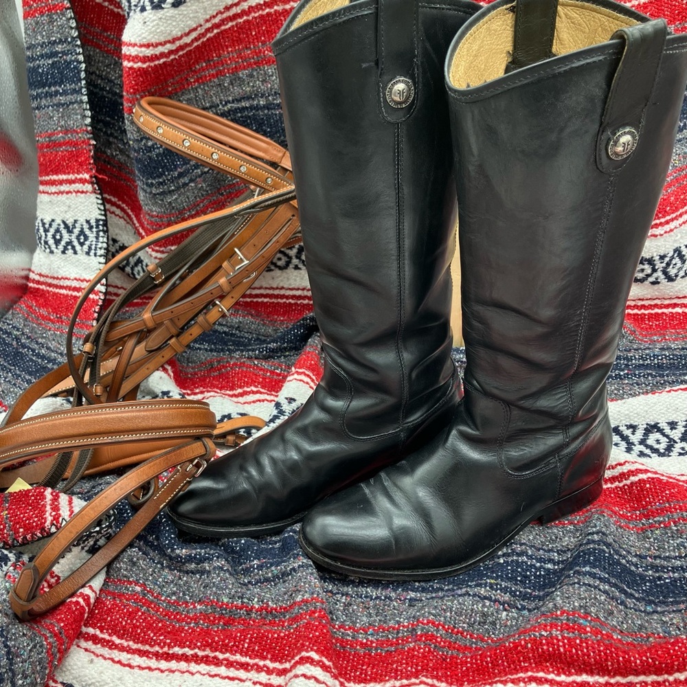 Frye Melissa Black Leather Boots
